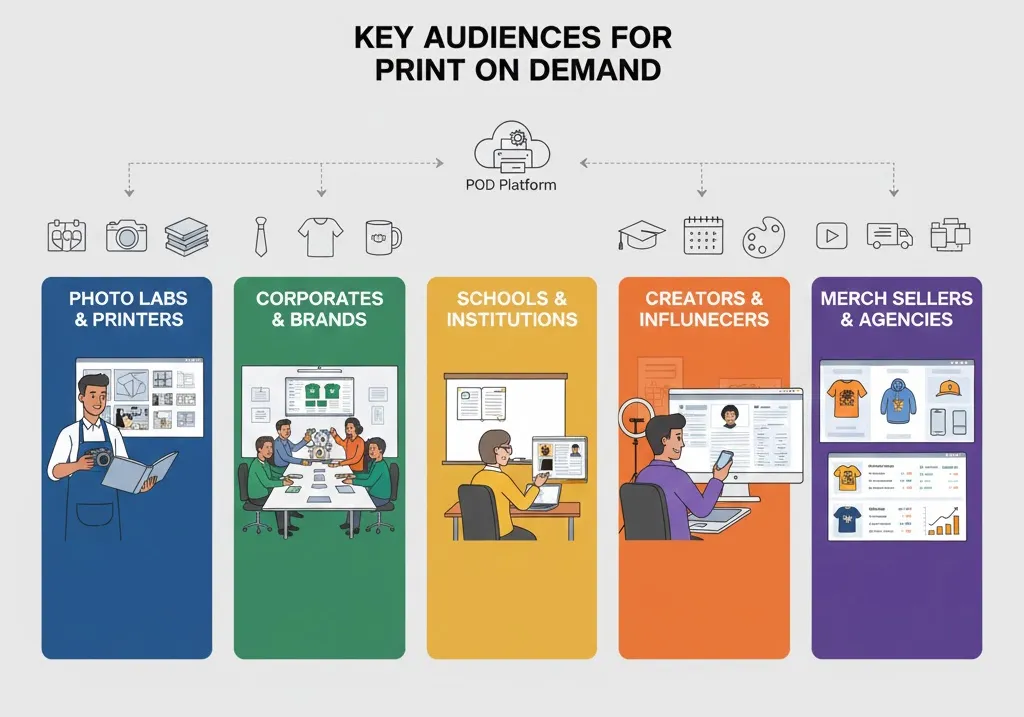 Target segments of B2B businesses benefiting from Print on Demand services