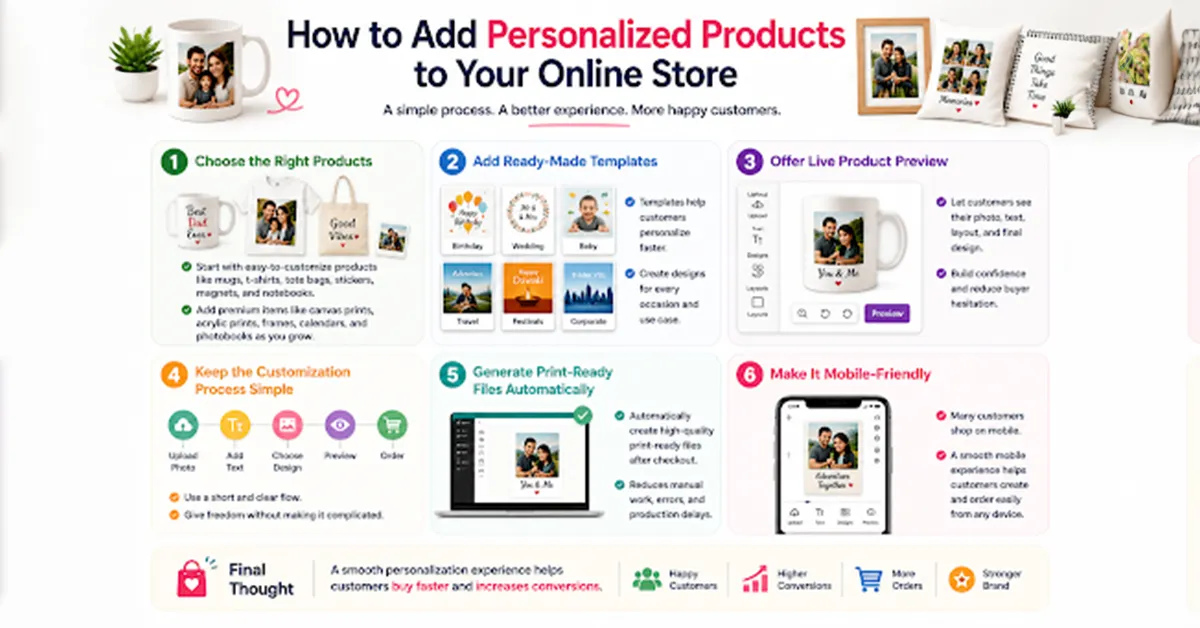 Customer personalizing a print on demand product on mobile phone before checkout 