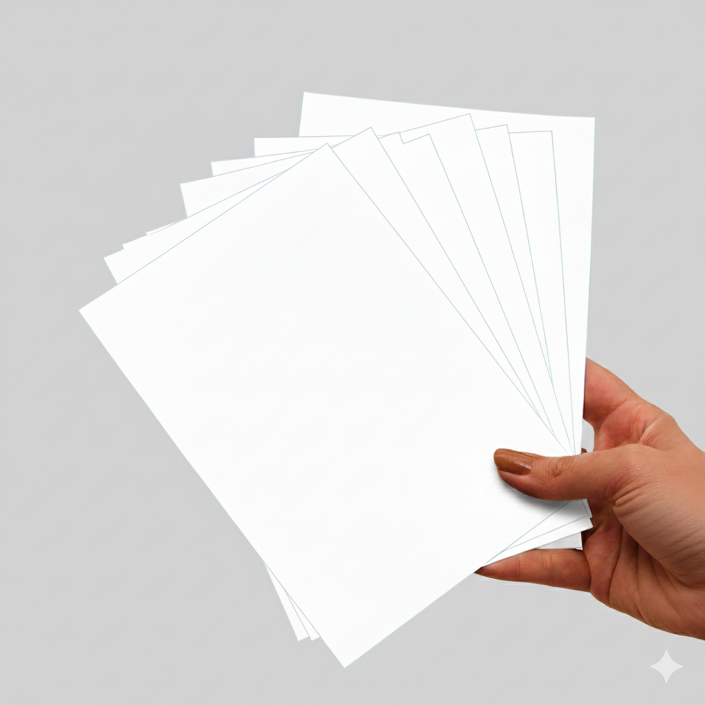 Blank photo print set held in one hand